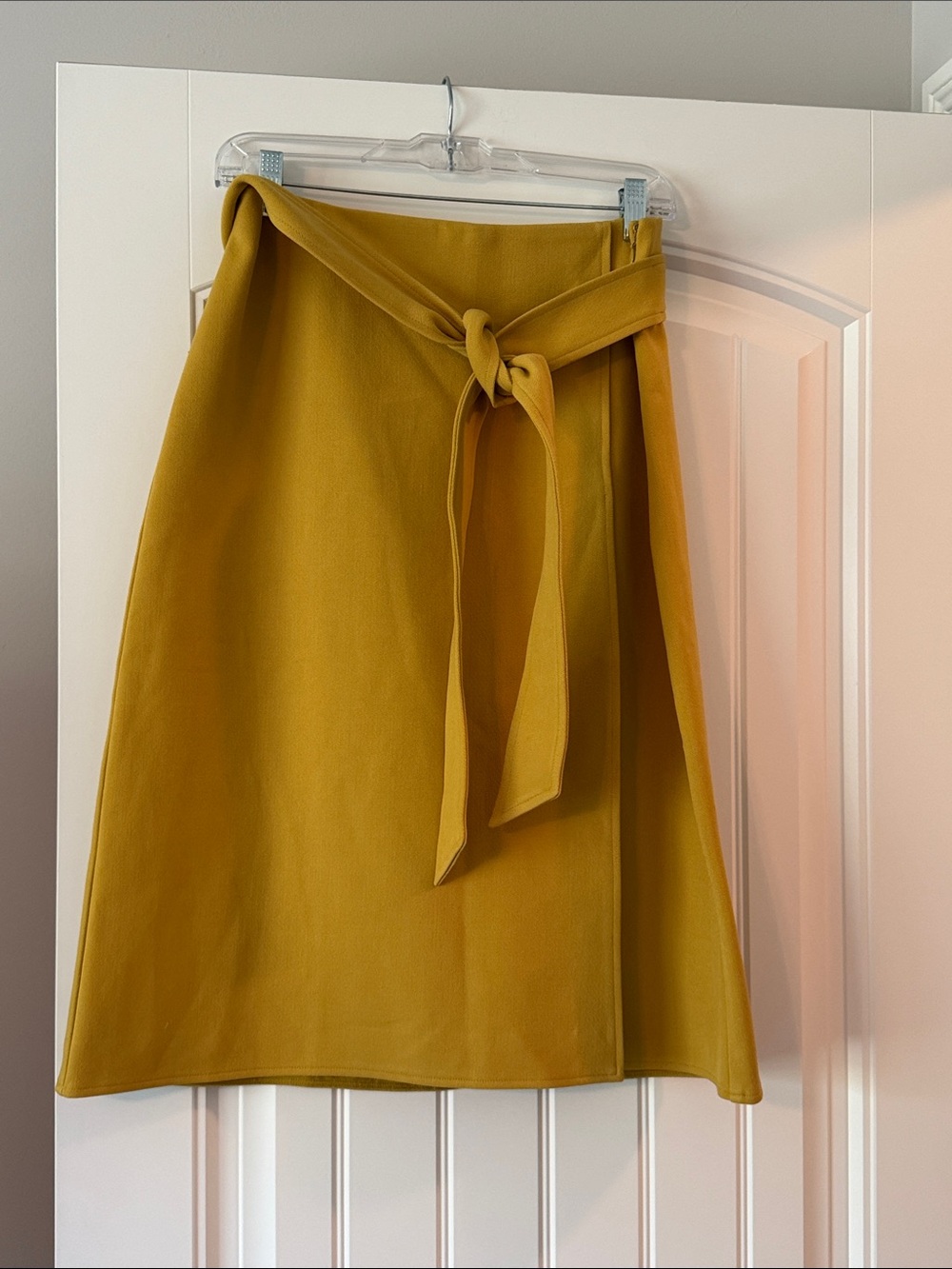 Ann Taylor Mustard Tie-Waist A-Line Skirt
